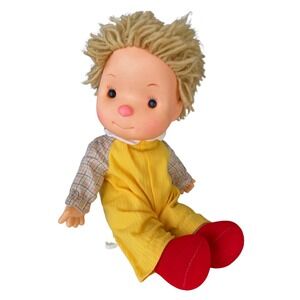 Vintage Komfy Kid Astra Trading Corp Plush Boy Doll 14" Yellow Outfit 1980's